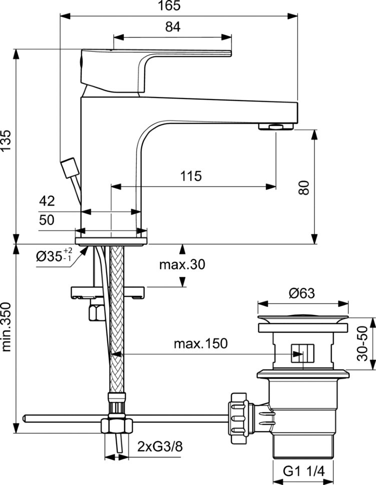 картинка Смеситель Ideal Standard BC684AA для раковины 