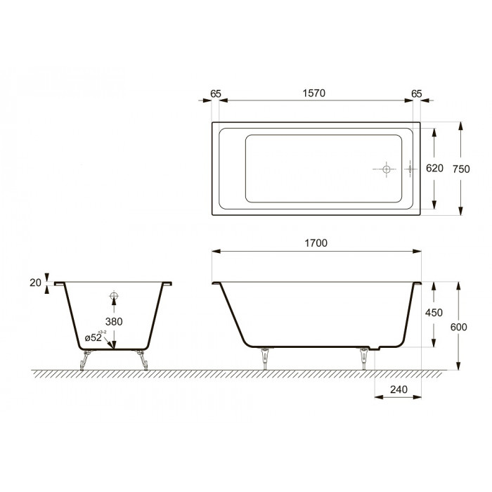 картинка Ванна чугунная Delice Level 1700х750 