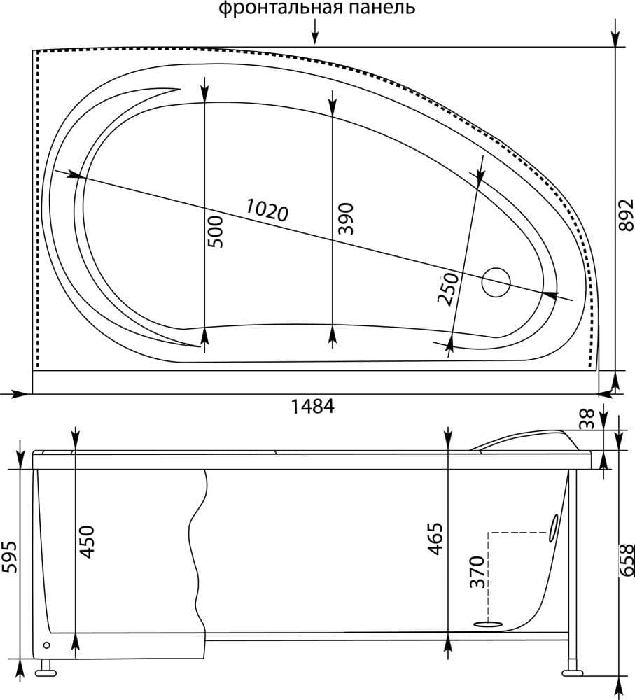 картинка Акриловая ванна Aquanet Maldiva 150x90 R с каркасом 