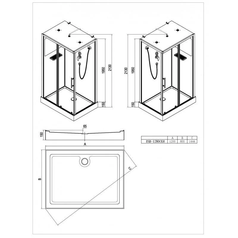 картинка Душевая кабина Esbano ESB-1280CKR 