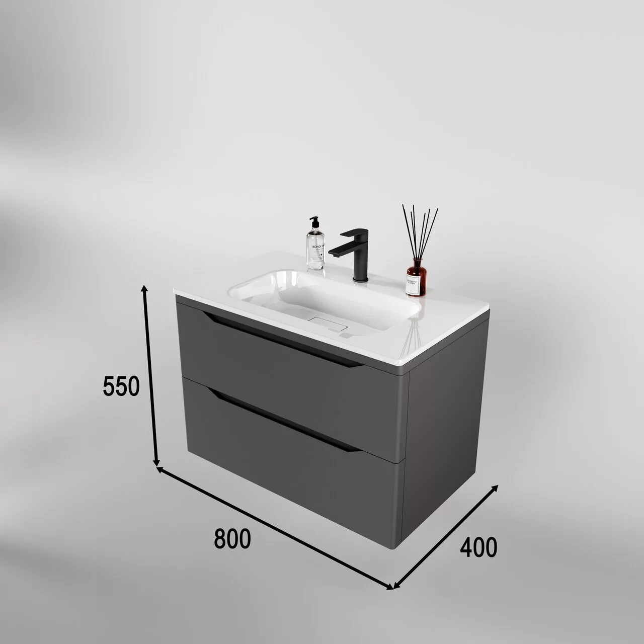 картинка Тумба подвесная Style Line El Fante Марелла 80 Люкс антискрейтч серый  в ванную комнату