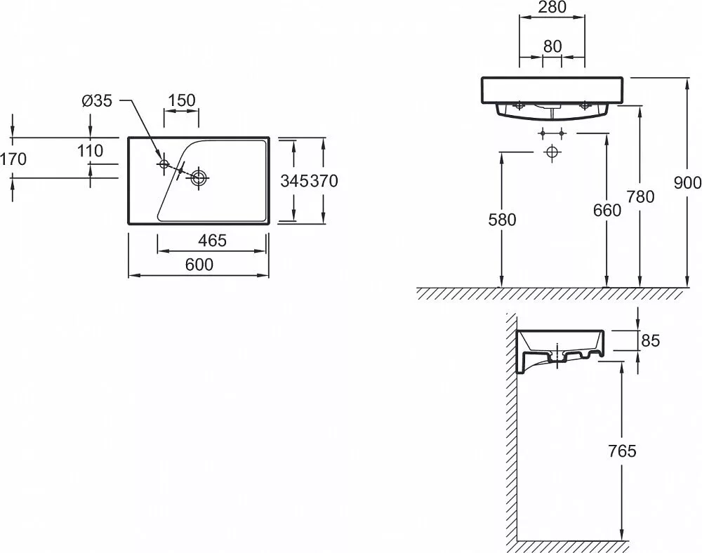 картинка Раковина Jacob Delafon Rythmik EXR112 60 см 