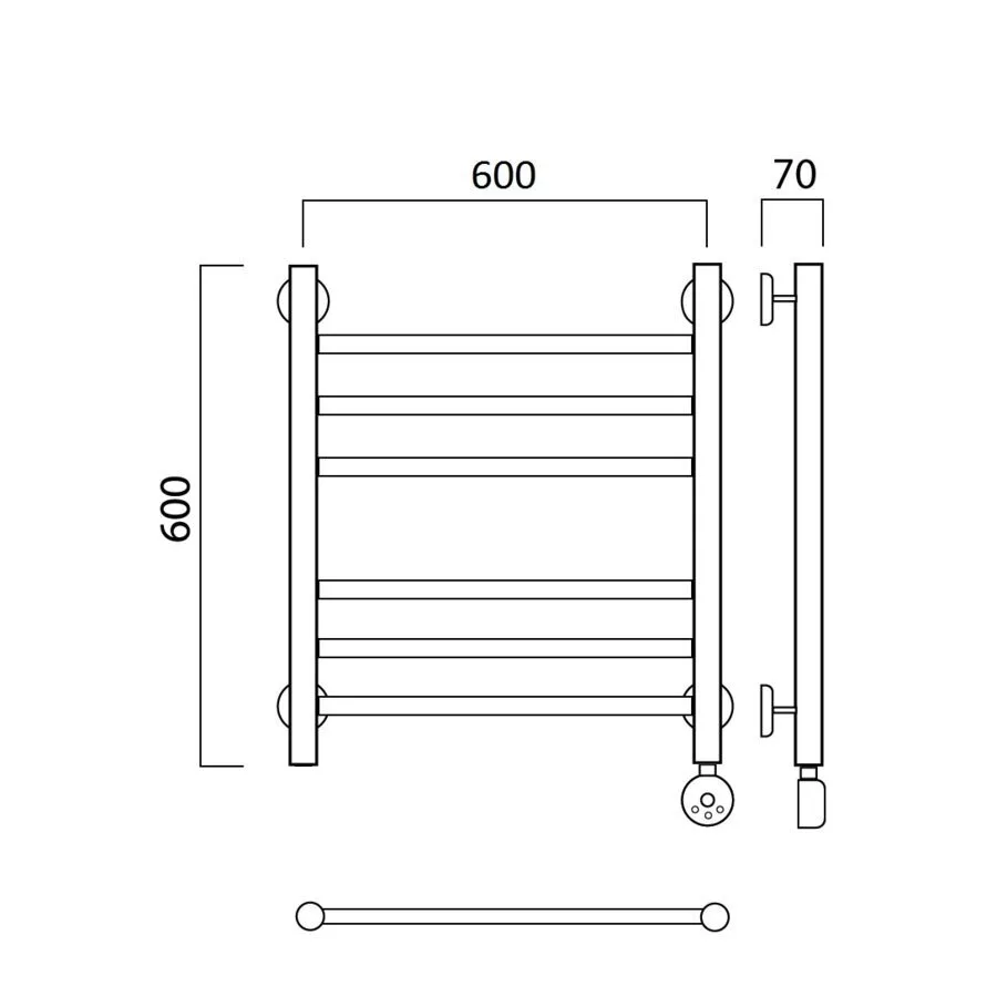 картинка Полотенцесушитель электрический ПРЯМАЯ групповая 60х60 ПРАВЫЙ Aquanerzh 00-12A6060_R 