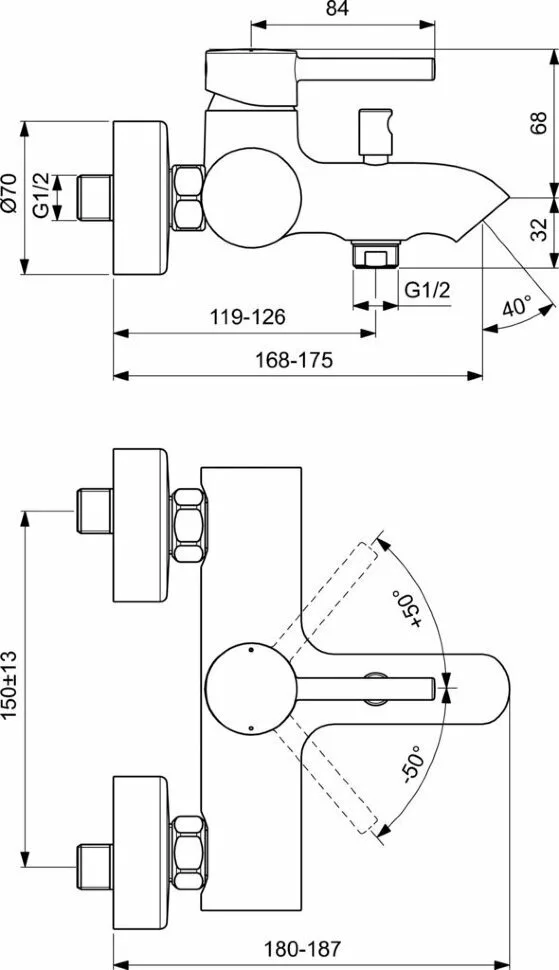 картинка Смеситель для ванны/душа Ideal Standard CERALINE BC199XG 