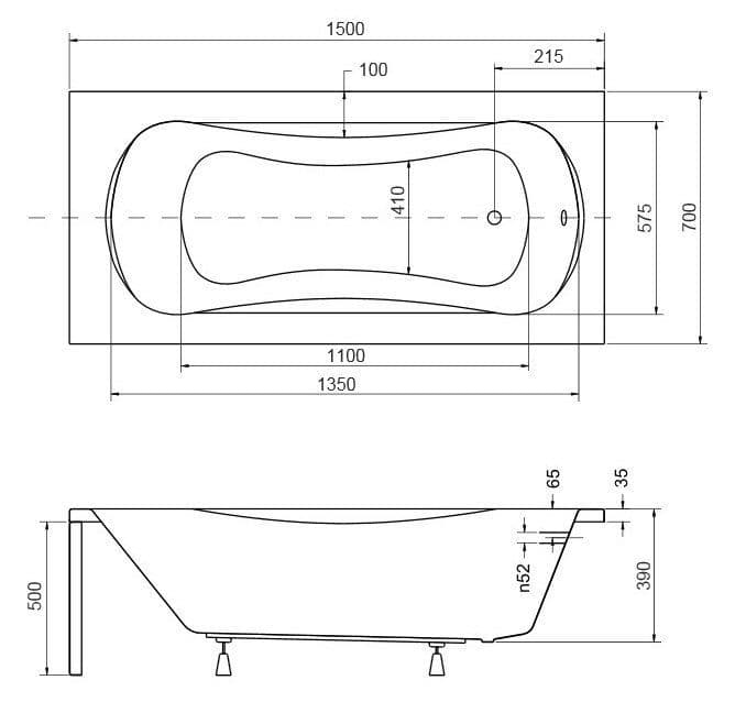 картинка Акриловая ванна Besco Aria Plus 150x70 с каркасом KMP15070 