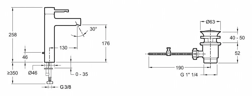 картинка Смеситель Jacob Delafon Cuff E37303-CP для раковины 