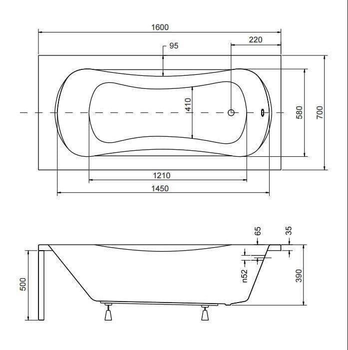 картинка Акриловая ванна Besco Aria Plus 160x70 