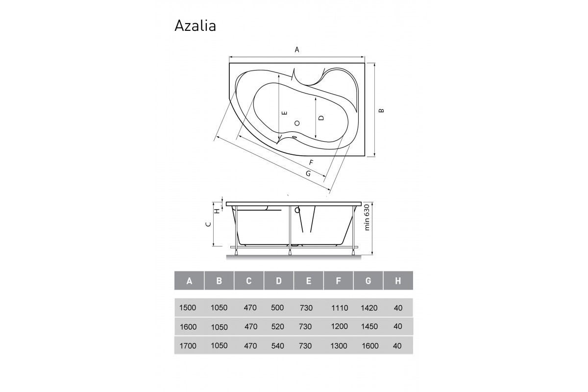 картинка Акриловая ванна Vayer Azalia R 160x105 