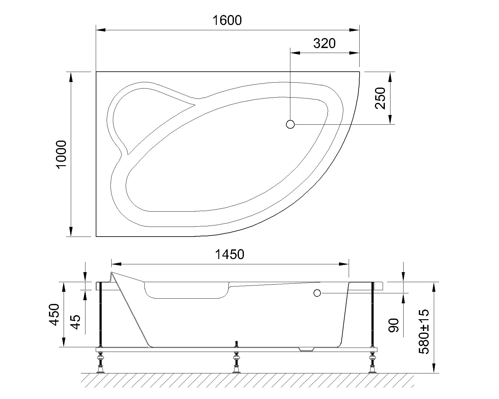 картинка Гидромассажная ванна Royal Bath ALPINE DE LUXE 160x100x58L 