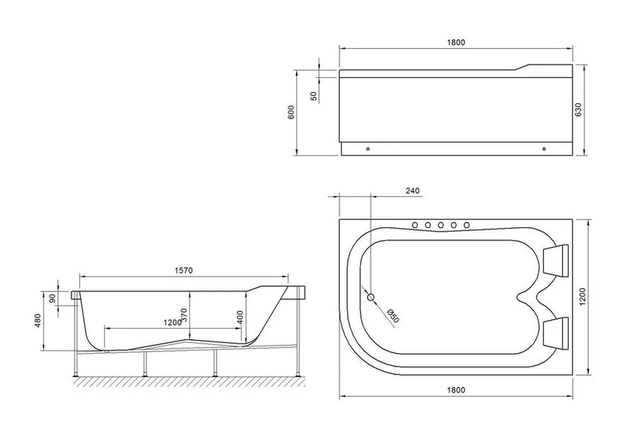 картинка Акриловая ванна Royal Bath Norway 180x120 R с каркасом 