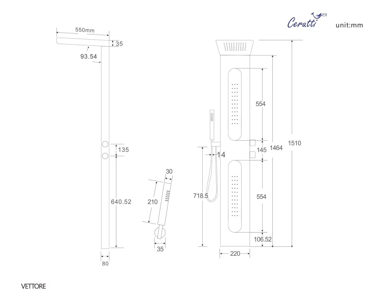 картинка Панель душевая Cerutti SPA VETTORE B CT8993 