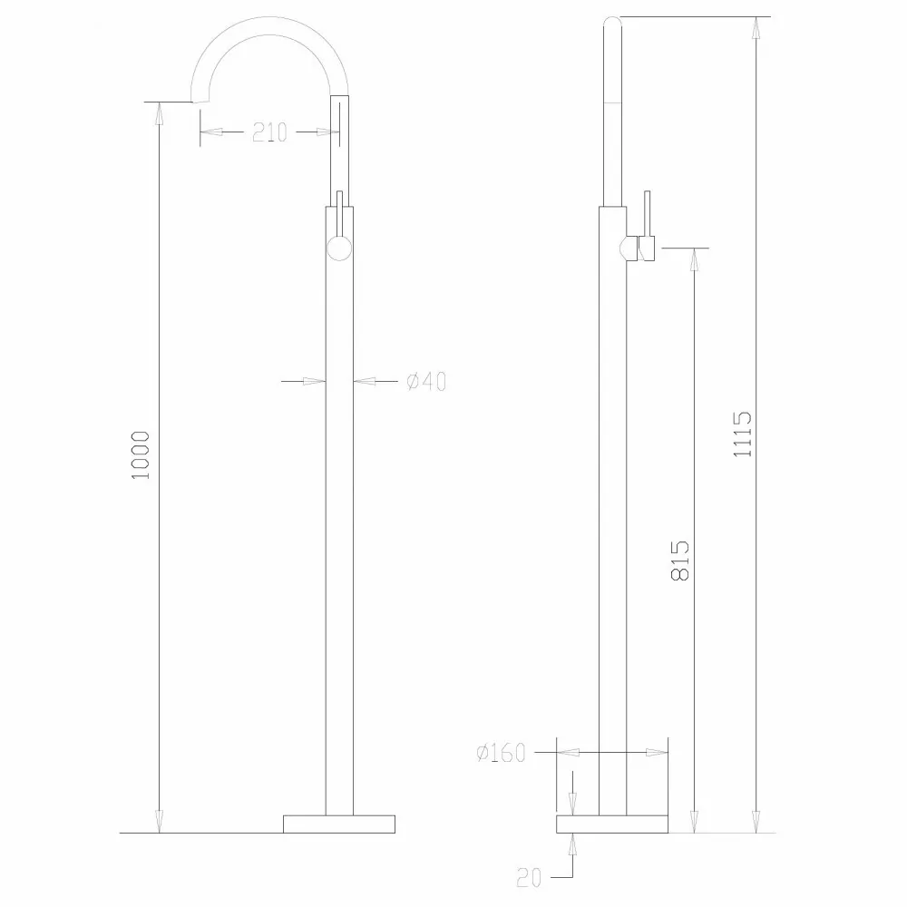 картинка Смеситель ABBER Wasser Kreis AF8141NG напольный для раковины никель 