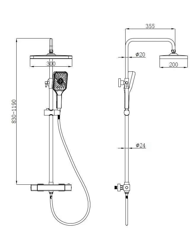 картинка Душевая стойка beWash BV0MMSS6666 со смесителем цвет хром 