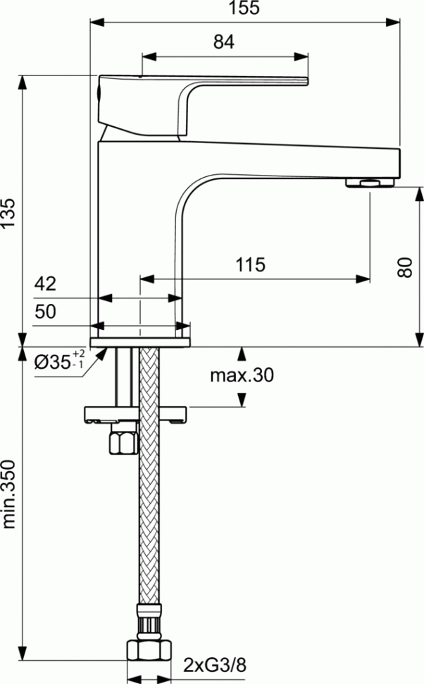 картинка Смеситель Ideal Standard BC682AA для раковины 