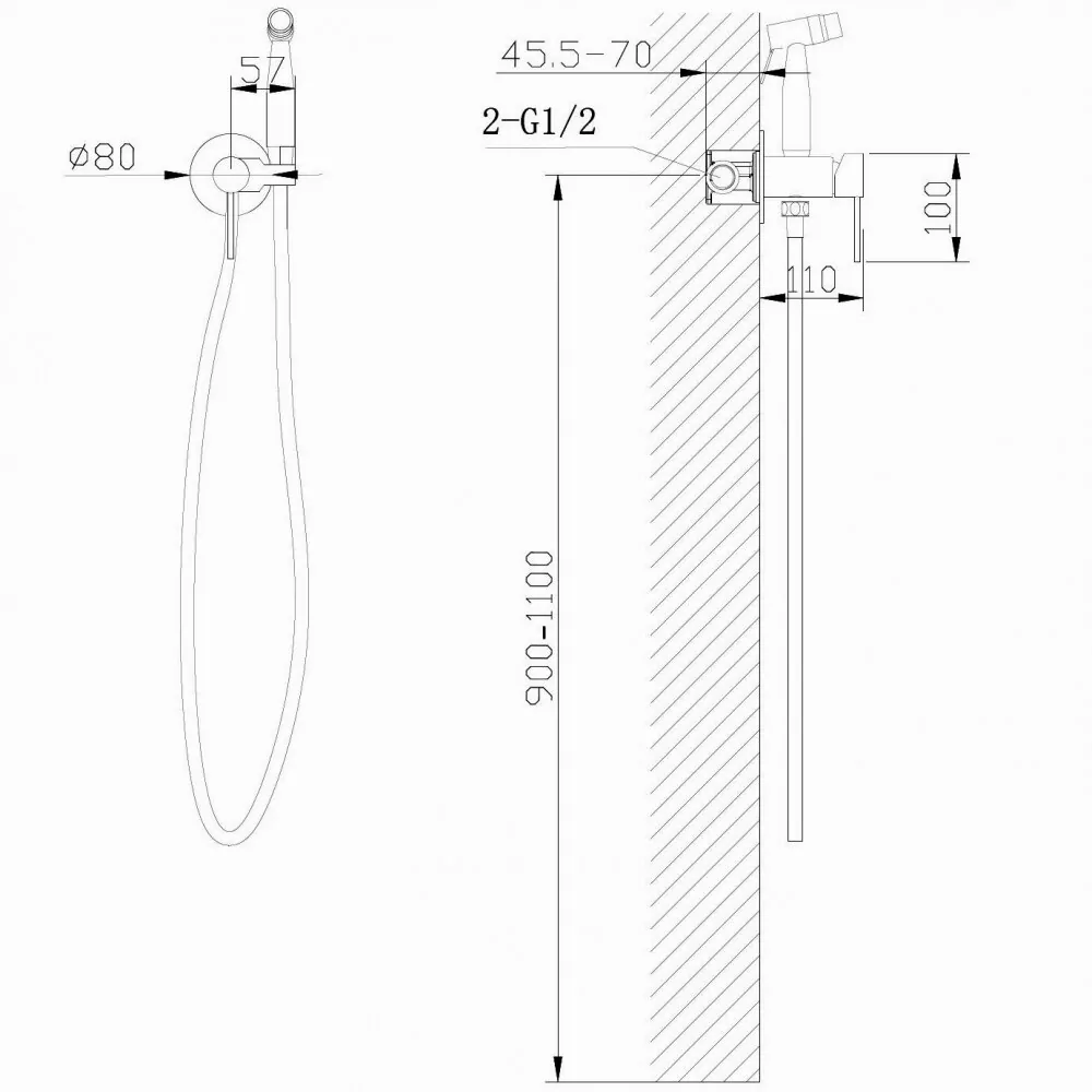 картинка Смеситель ABBER Wasser Kreis AF8125NG с гигиеническим душем никель 