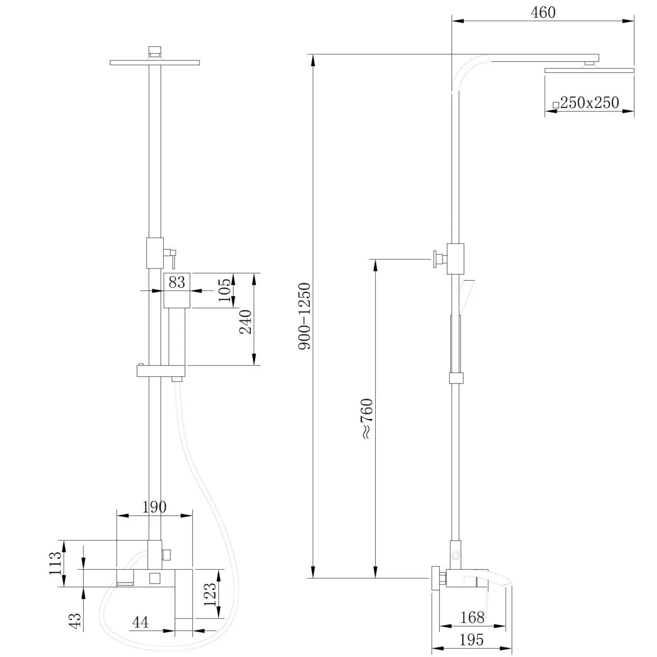 картинка Душевая стойка ABBER Wasserfall AF8616 с изливом, хром 