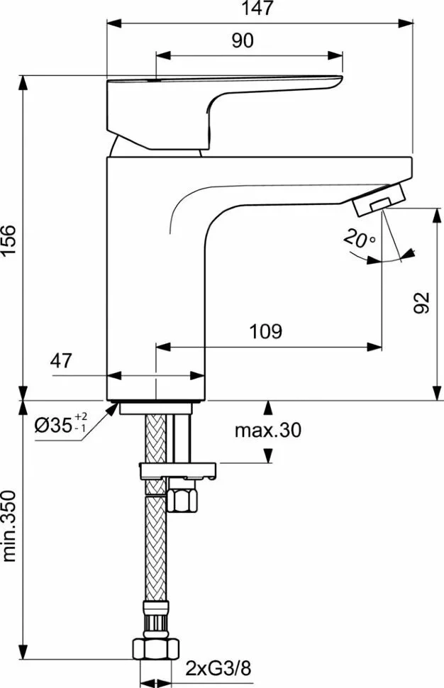 картинка Смеситель для раковины Ideal Standard CERAPLAN III SLIM BC567AA 