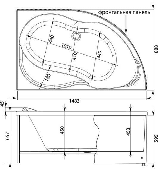 картинка Акриловая ванна Aquanet Graciosa 150x90 R с каркасом 